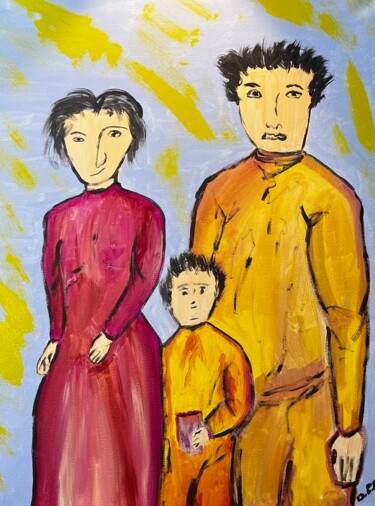 Schilderij getiteld "Photo de famille" door Olivier De Pooter, Origineel Kunstwerk, Acryl