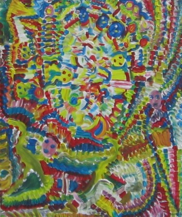 Painting titled "Pétales et têtes" by Olivier Dumont, Original Artwork