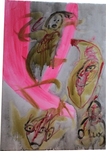 Schilderij getiteld "Difficultés" door Olivier Lux, Origineel Kunstwerk, Aquarel