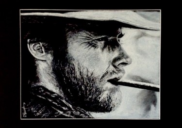 Desenho intitulada "C. Eastwood - Perso…" por Olivier Pringal, Obras de arte originais, Giz