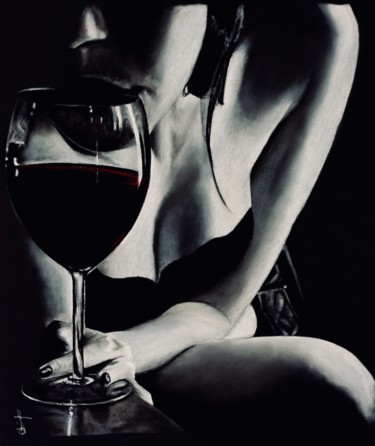 图画 标题为“Women & wine 2” 由Olivier Pringal, 原创艺术品, 粉笔