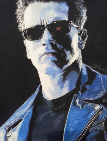 Zeichnungen mit dem Titel "Terminator" von Olivier Valèry, Original-Kunstwerk, Pastell