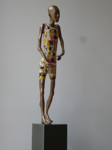 Escultura titulada "OsCar "Warhol",bron…" por Olivier Chalmin, Obra de arte original, Metales