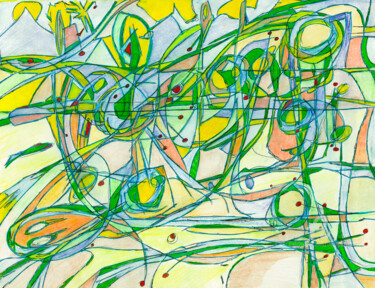 Рисунок под названием "Assis sur la Plage 3" - Olivier Dayot, Подлинное произведение искусства, Шариковая ручка