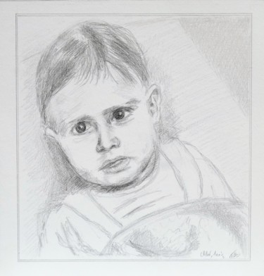 Dessin intitulée "chloe-1-an-et-demi.…" par Olivier Follin, Œuvre d'art originale, Graphite