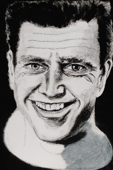 Dessin intitulée "Mel Gibson.jpg" par Olivier Follin, Œuvre d'art originale, Encre