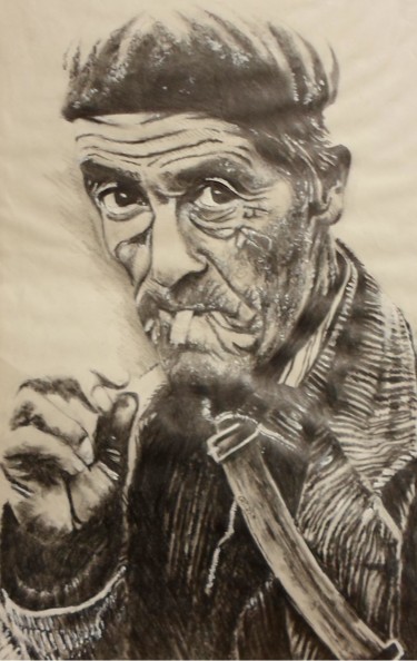 Drawing titled "le pêcheur" by Olivier Le Gac, Original Artwork, Pencil