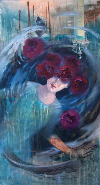 Painting titled "Touch to the Muse I…" by Olga Sarabarina (Olja Sar), Original Artwork, Oil Mounted on Wood Stretcher frame