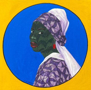 Pintura intitulada "Girl with A pearl E…" por Oluwafemi Afolabi, Obras de arte originais, Acrílico