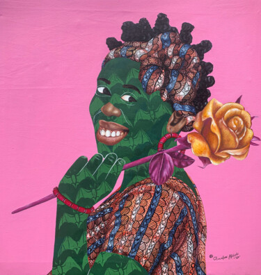 Peinture intitulée "PLEASURE OF ROSE" par Oluwafemi Afolabi, Œuvre d'art originale, Acrylique