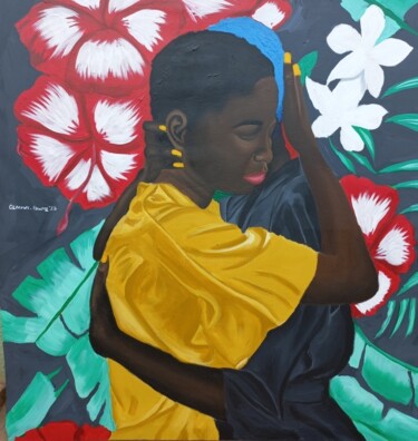 Картина под названием "Hold me close in th…" - Oluwapelumi Olaosun, Подлинное произведение искусства, Акрил