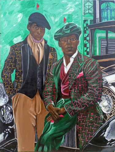 Pittura intitolato "My brother and I" da Oluwapelumi Olaosun, Opera d'arte originale, Acrilico