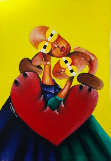 Картина под названием "Motherhood" - Oluwatobi Samuel Akinrinola, Подлинное произведение искусства, Акрил