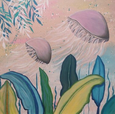 绘画 标题为“Beneath the water.…” 由Olya Enina, 原创艺术品, 油 安装在木质担架架上