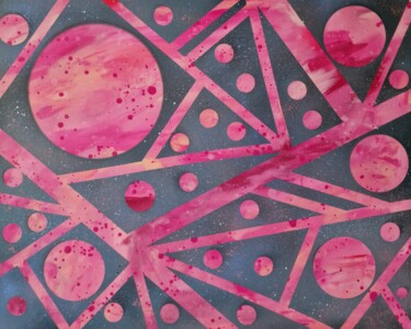 Картина под названием "Lines and circles X…" - Olya Enina, Подлинное произведение искусства, Акрил Установлен на Деревянная…