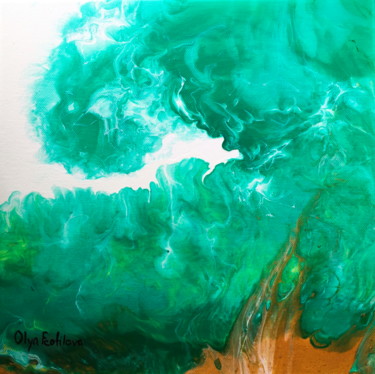 Pittura intitolato "The Emerald Wave" da Olya Feofilova, Opera d'arte originale, Acrilico