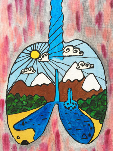 Картина под названием "Lungs" - Olya Feofilova, Подлинное произведение искусства, Масло