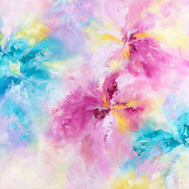 Картина под названием "Abstract floral pai…" - Olya Grigorevykh, Подлинное произведение искусства, Масло Установлен на Дерев…