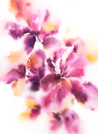 Картина под названием "Purple watercolor a…" - Olya Grigorevykh, Подлинное произведение искусства, Акварель