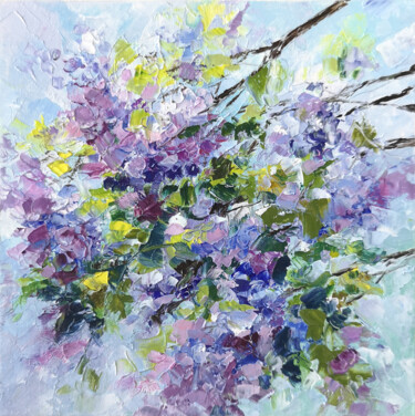 Pintura intitulada "Lilac impressionist…" por Olya Grigorevykh, Obras de arte originais, Óleo Montado em Cartão