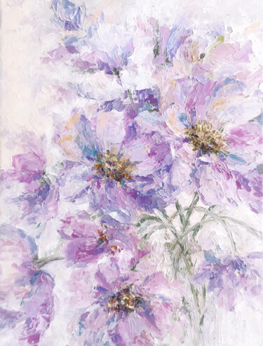 Schilderij getiteld "Lilac flowers. Impr…" door Olya Grigorevykh, Origineel Kunstwerk, Olie