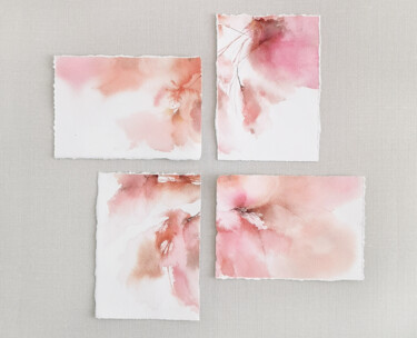 Schilderij getiteld "Soft pink flowers.…" door Olya Grigorevykh, Origineel Kunstwerk, Aquarel