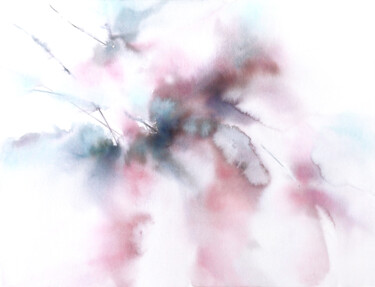 Painting titled "Soft pink and blue…" by Olya Grigorevykh, Original Artwork, Watercolor