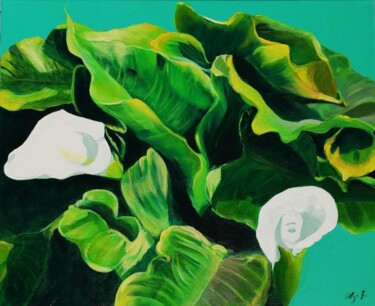 Malerei mit dem Titel "Arums" von Olya Ranguelova, Original-Kunstwerk, Acryl