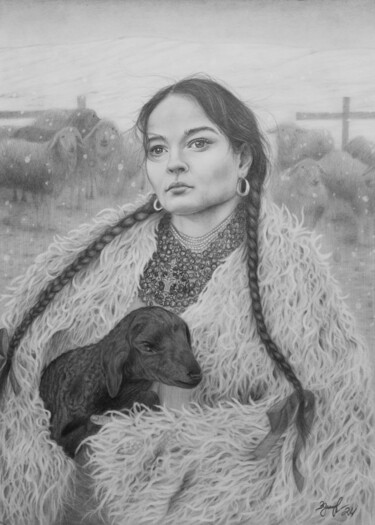 Drawing titled "Winter is coming" by Olya Zdorovets, Original Artwork, Graphite