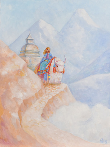 Painting titled "The road. Nepal" by Olya Yatsenko, Original Artwork, Oil