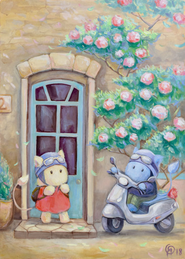 Pintura titulada "Our spring holidays" por Olya Yatsenko, Obra de arte original, Oleo