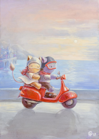 Pintura titulada "Time for Adventure" por Olya Yatsenko, Obra de arte original, Oleo