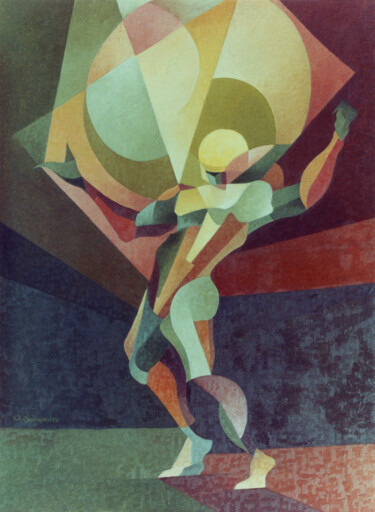 Painting titled "Atleta" by Omar Sorriente, Original Artwork, Oil