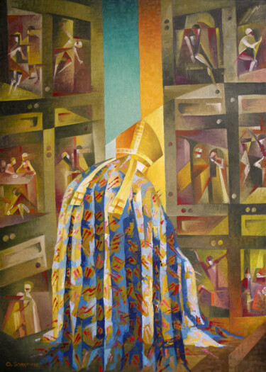 Ζωγραφική με τίτλο "Papa Juan Pablo II,…" από Omar Sorriente, Αυθεντικά έργα τέχνης, Λάδι