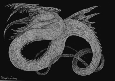 Drawing titled "The Dragon" by Olesya Makarova (Okuklennitsa Okyklennica Omentin7), Original Artwork, Marker