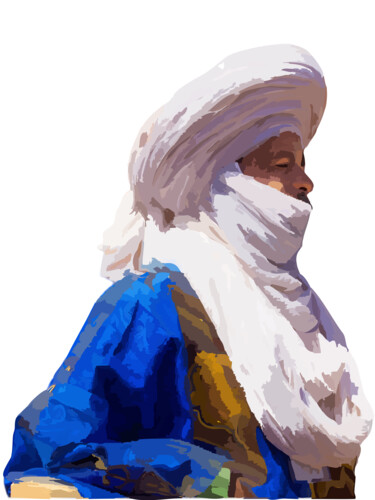 Digitale Kunst mit dem Titel "Touareg head turban" von Omi Sid, Original-Kunstwerk, Fotomontage