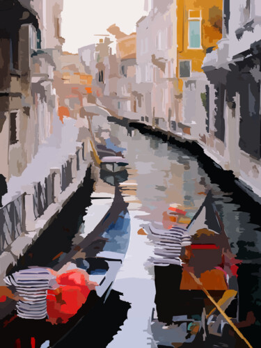 Artes digitais intitulada "Venice by Gondola" por Omi Sid, Obras de arte originais, Foto Montagem