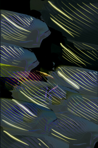 Arte digitale intitolato "Blue Fish Inspirati…" da Omi Sid, Opera d'arte originale, Collage digitale