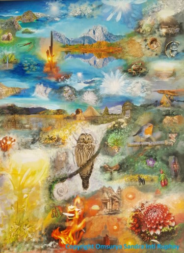 Malerei mit dem Titel "13  SONNEN DER LIEBE" von Omsurya Sandra Inti Ruphay, Original-Kunstwerk, Acryl