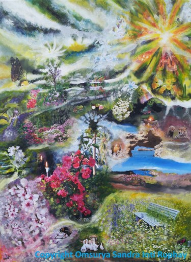 Pintura titulada "BRUECKEN ZUM LICHT…" por Omsurya Sandra Inti Ruphay, Obra de arte original, Collages