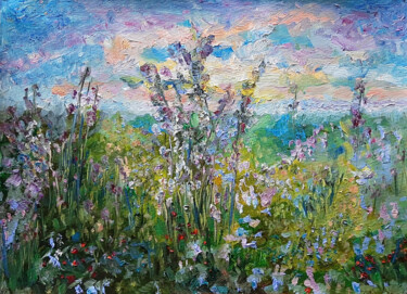 Painting titled "Landscape" by Onalbek Aiin, Original Artwork, Oil