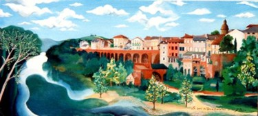 Peinture intitulée "Les bords du Tarn à…" par Frederic Peire, Œuvre d'art originale