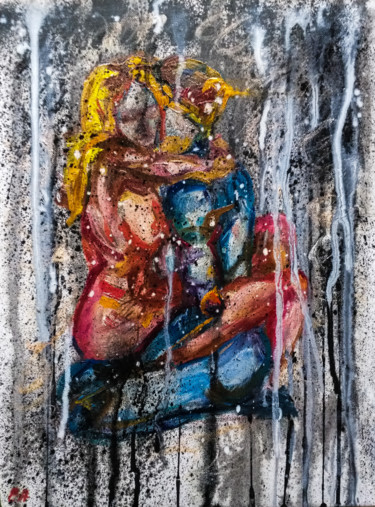 Painting titled "In love 3.1" by Sasha Neschastnova, Original Artwork, Oil Mounted on Cardboard