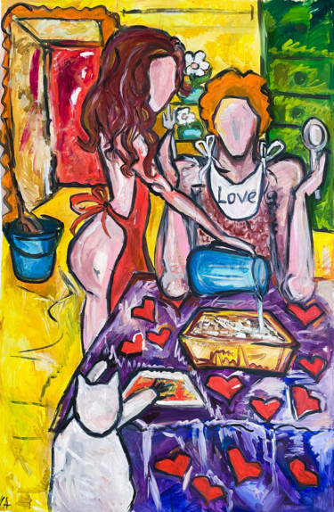 Malerei mit dem Titel "Household woman" von Sasha Neschastnova, Original-Kunstwerk, Öl