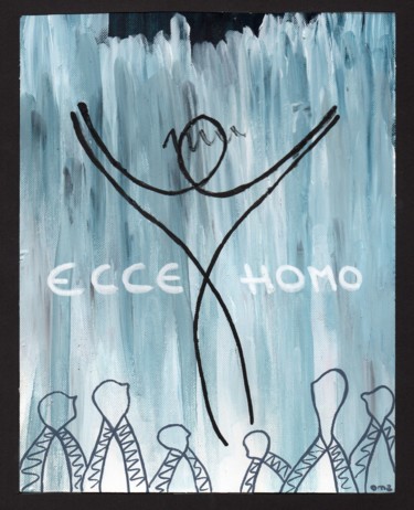 Painting titled "Ecce Homo" by O.M.A., Original Artwork, Acrylic Mounted on Cardboard