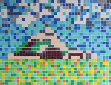 Malerei mit dem Titel "Le Mont Saint-Pixel" von O.M.A., Original-Kunstwerk, Marker Auf Karton montiert