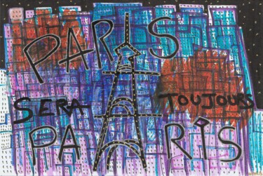 Zeichnungen mit dem Titel "Paris sera toujours…" von O.M.A., Original-Kunstwerk, Marker