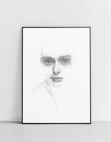 Рисунок под названием "Scribble Face #13" - Oriane Audebert, Подлинное произведение искусства, Шариковая ручка