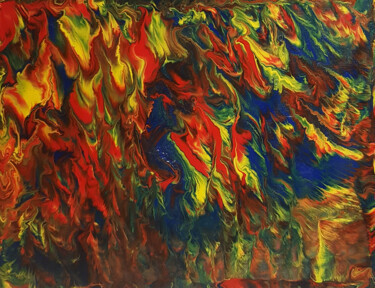 Painting titled "Primary Flames of P…" by Alexandra Romano, Original Artwork, Enamel