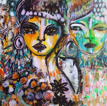 Schilderij getiteld "Gypsies Portraits F…" door Céline Marcoz, Origineel Kunstwerk, Acryl